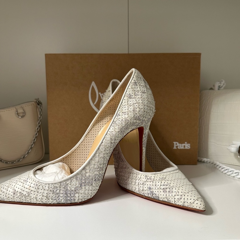 Christian Louboutin White Stiletto Heels python